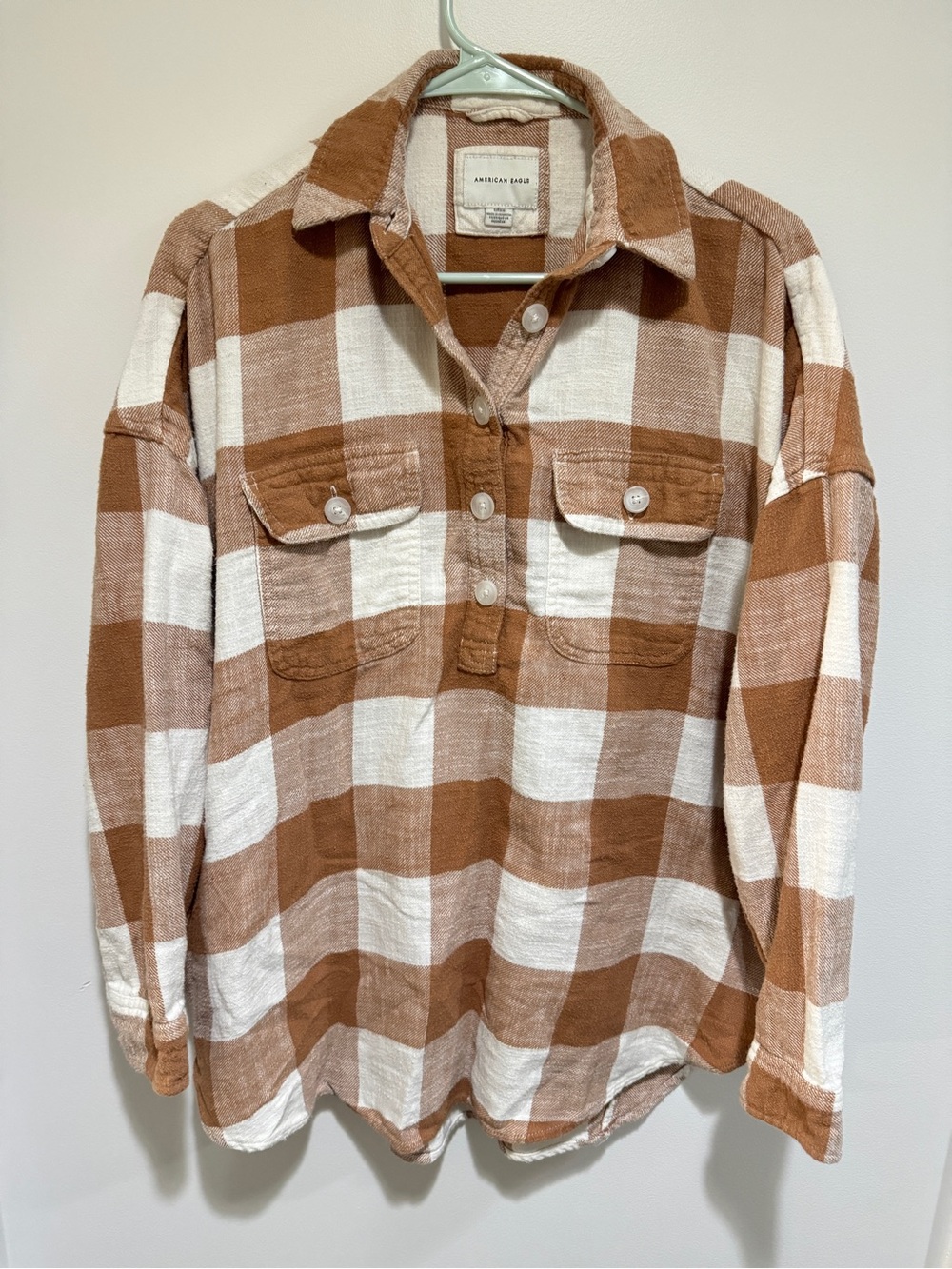 American Eagle Women’s Outfitters Brown & Cream Plaid Shirt